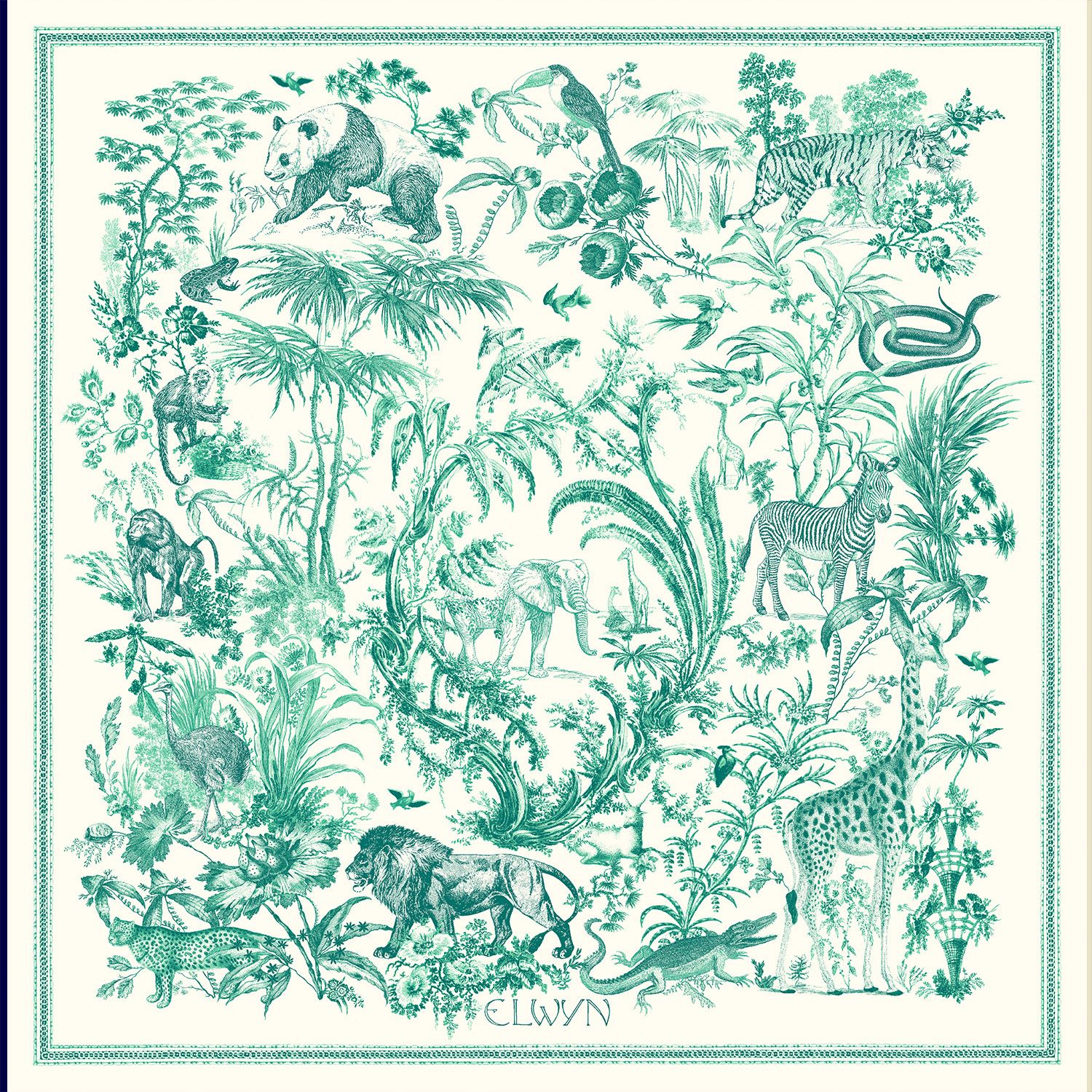 SILK SCARF ANIMALIA MINT